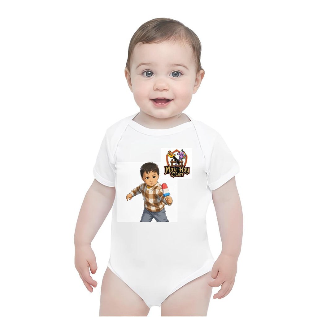 Baby Short-Sleeve Onesie Printed in USA| 190GSM Front DTF