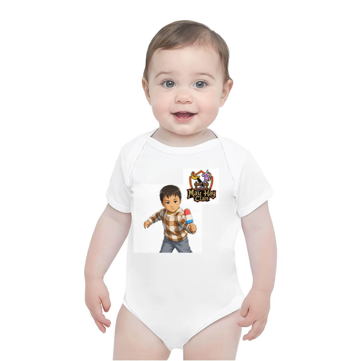 Baby Short-Sleeve Onesie Printed in USA| 190GSM Front DTF
